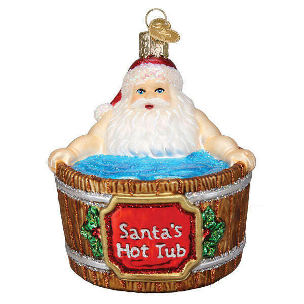 Old World Christmas Santa's Hot Tub Blown Glass Ornament