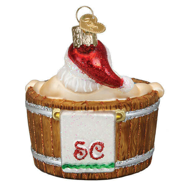 Old World Christmas Santa's Hot Tub Blown Glass Ornament