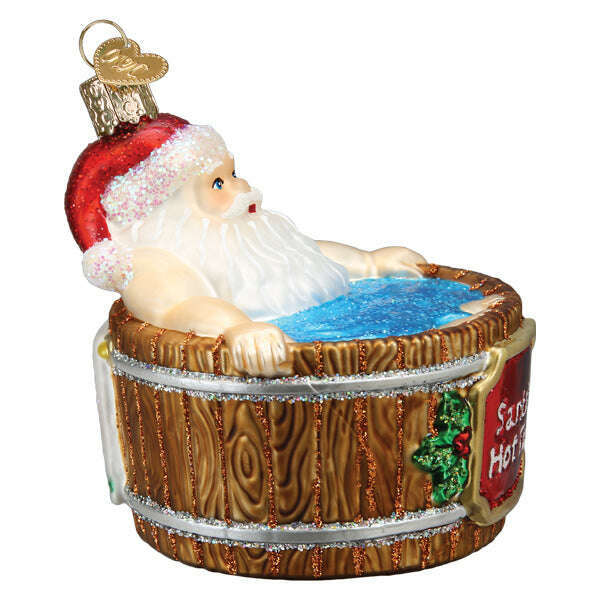 Old World Christmas Santa's Hot Tub Blown Glass Ornament