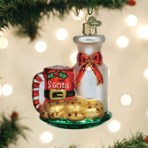 Old World Christmas Santa's Milk and Cookies Blown Glass Ornament