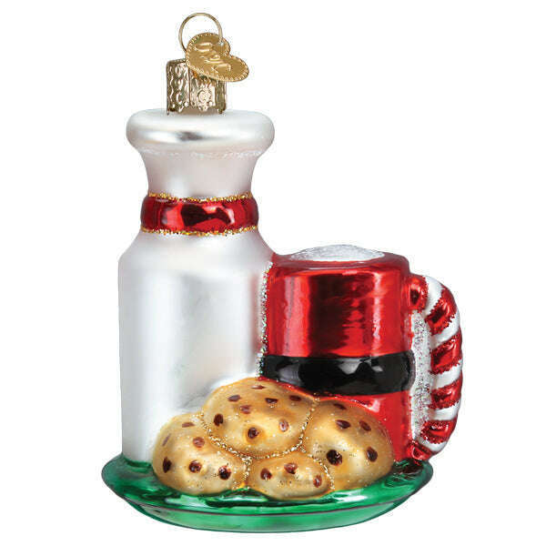 Old World Christmas Santa's Milk and Cookies Blown Glass Ornament