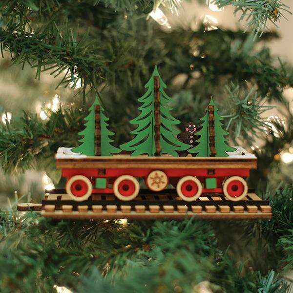 Old World Christmas Santa's North Pole Express Flat Car Blown Glass Ornament