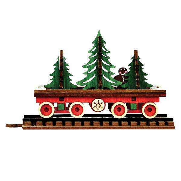 Old World Christmas Santa's North Pole Express Flat Car Blown Glass Ornament