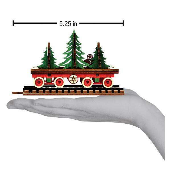 Old World Christmas Santa's North Pole Express Flat Car Blown Glass Ornament