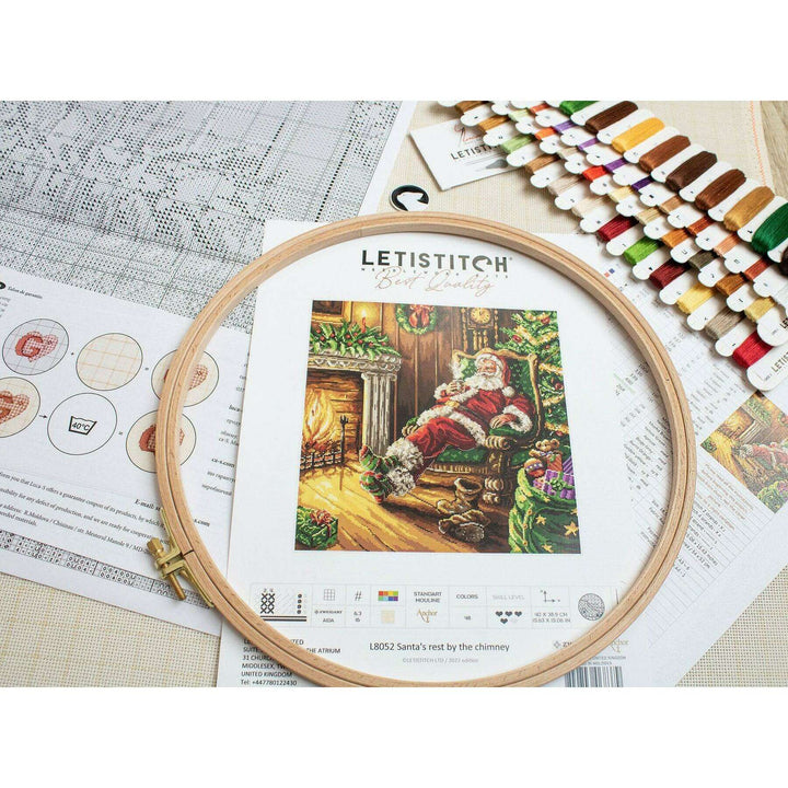 Santa's rest by the chimney L8052 Counted Cross Stitch Kit