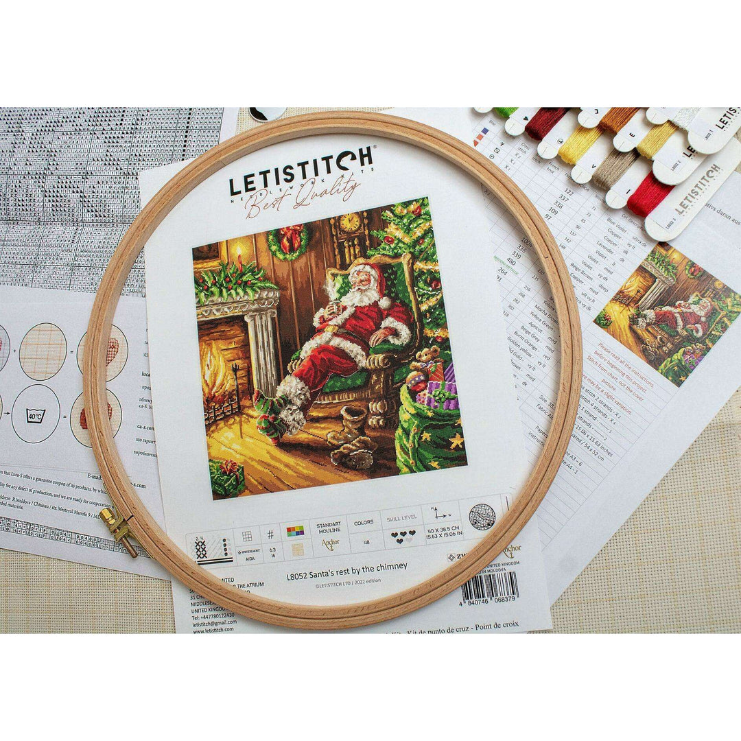 Santa's rest by the chimney L8052 Counted Cross Stitch Kit