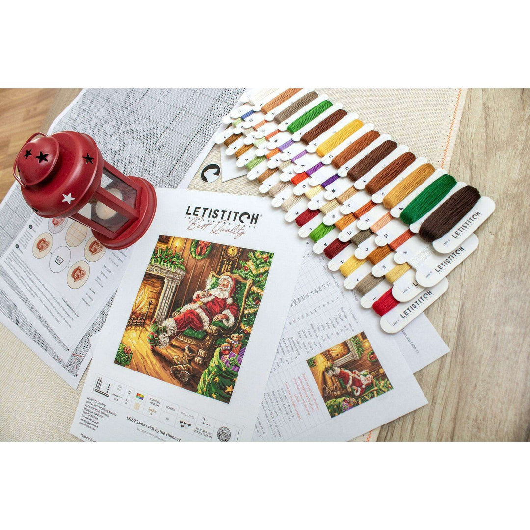 Santa's rest by the chimney L8052 Counted Cross Stitch Kit