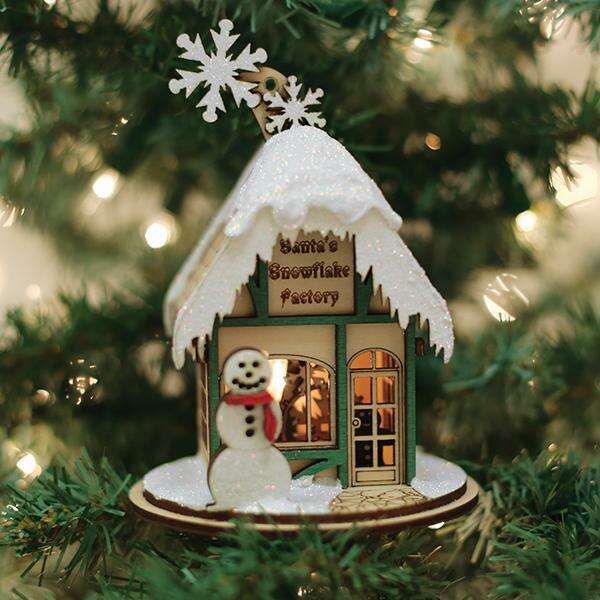Old World Christmas Santa's Snowflake Factory Light-Up Ornament