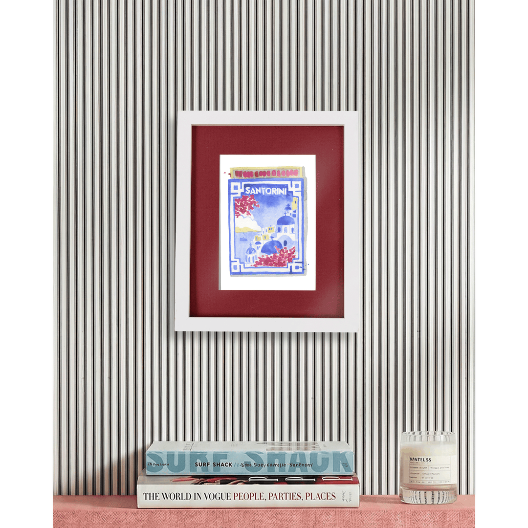 Santorini Matchbook Art Print
