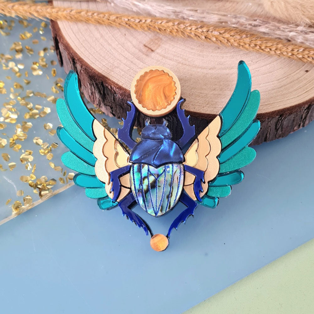 Scarab Dung Beetle Brooch by Cherryloco Jewellery 4