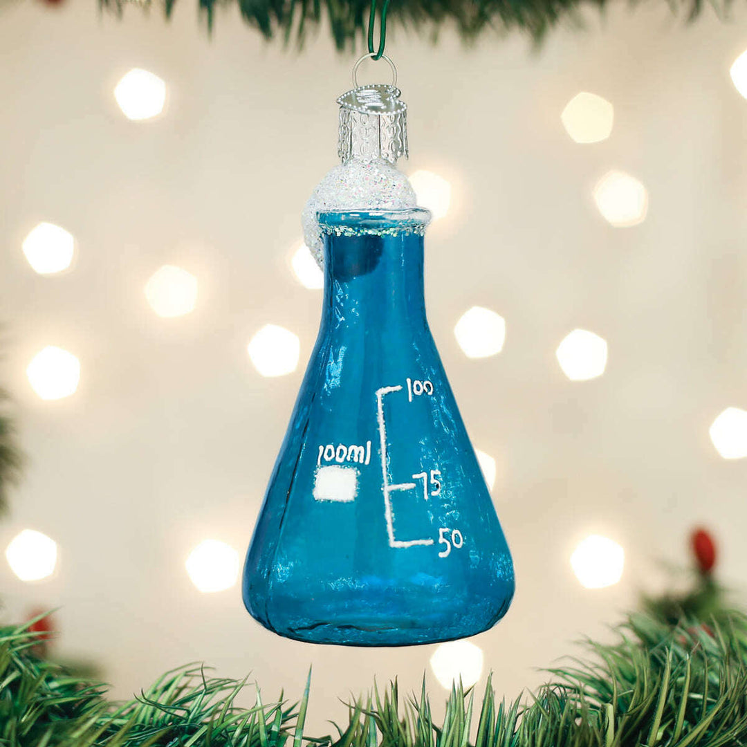Old World Christmas Science Beaker Blown Glass Ornament