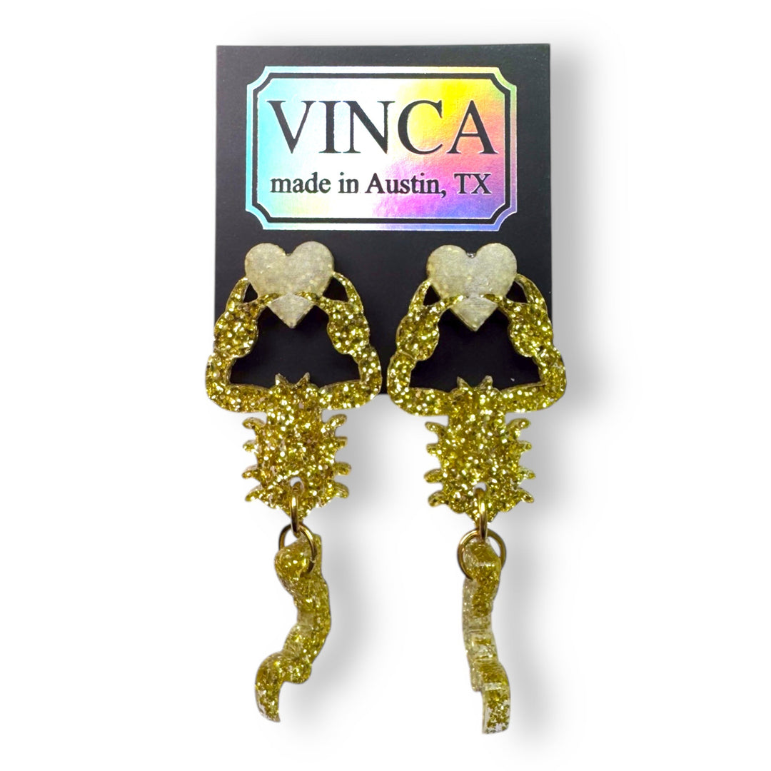 Last Chance! Heartbreaker Scorpion Earrings - Glitter Gold