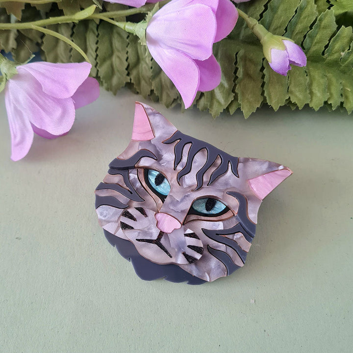 Scottish Wild Cat Grey Tabby Necklace by Cherryloco Jewellery 1