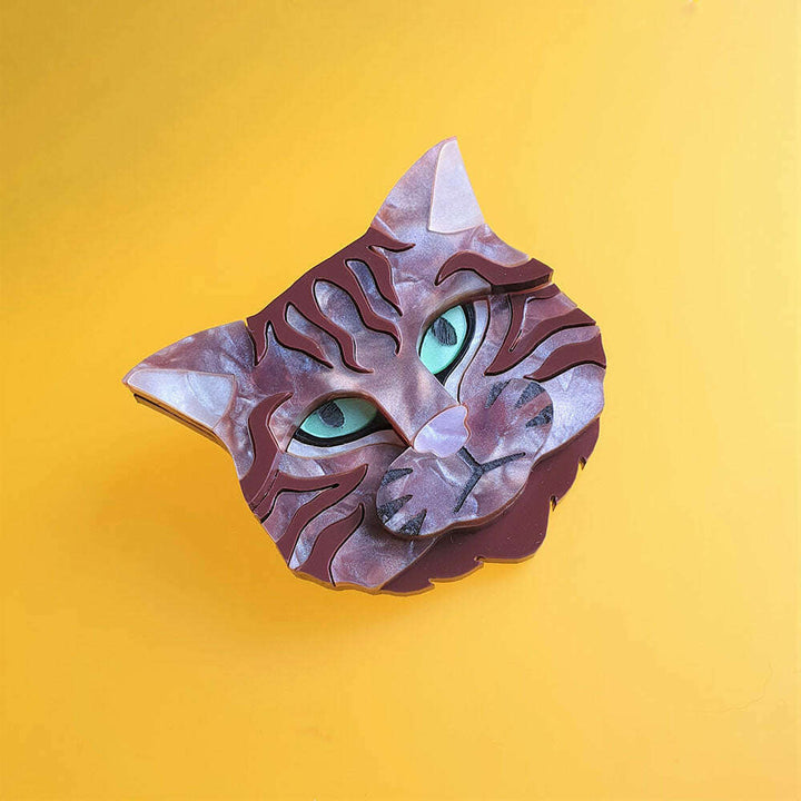 Scottish Wildcat Bronze Shimmer Colourway Brooch by Cherryloco Jewellery 3