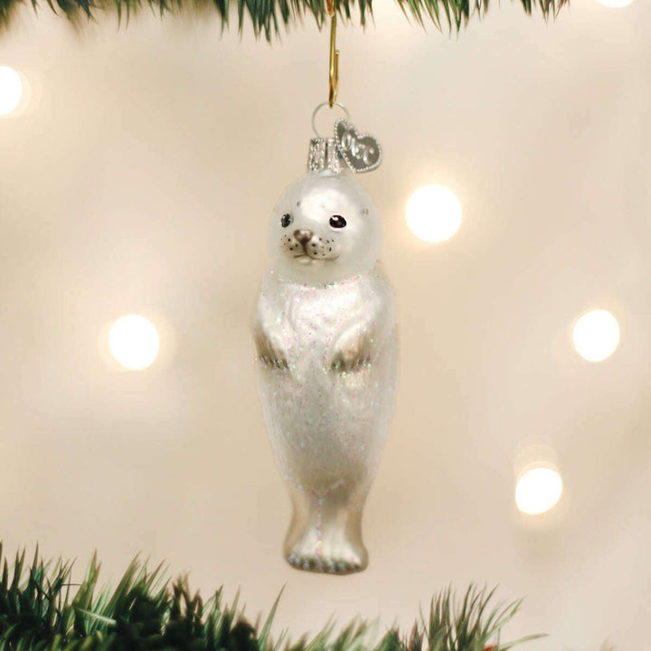 Old World Christmas Seal Pup Blown Glass Ornament
