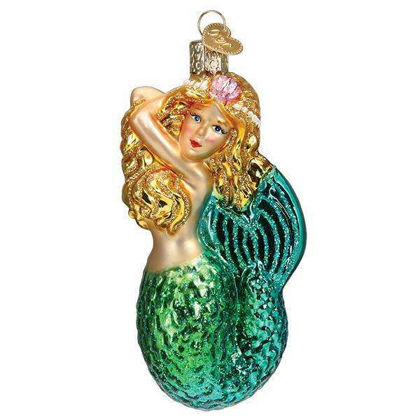 Old World Christmas Seashell Mermaid Blown Glass Ornament