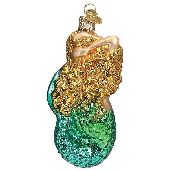 Old World Christmas Seashell Mermaid Blown Glass Ornament