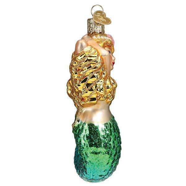 Old World Christmas Seashell Mermaid Blown Glass Ornament