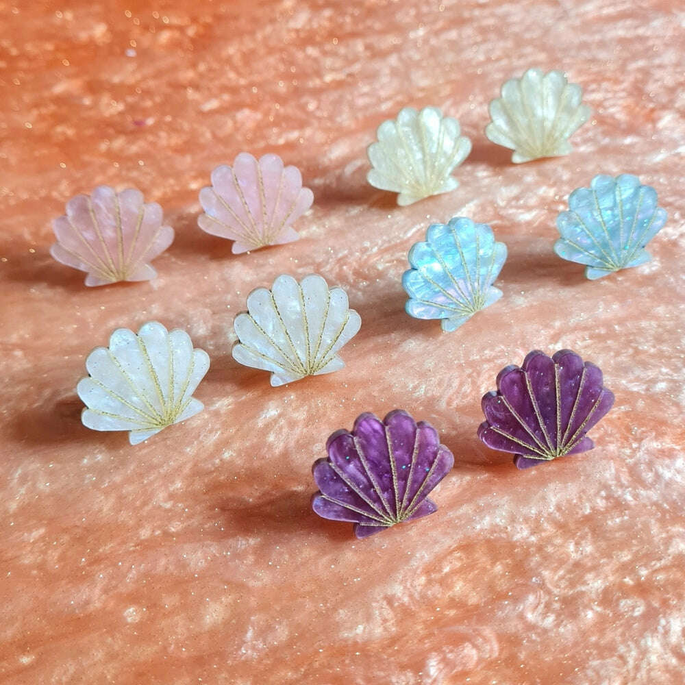 Seashell Stud Earrings by Cherryloco Jewellery 2