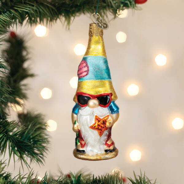 Old World Christmas Seaside Gnome Blown Glass Ornament
