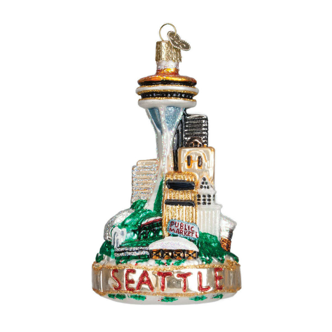 Old World Christmas Seattle Skyline Blown Glass Ornament