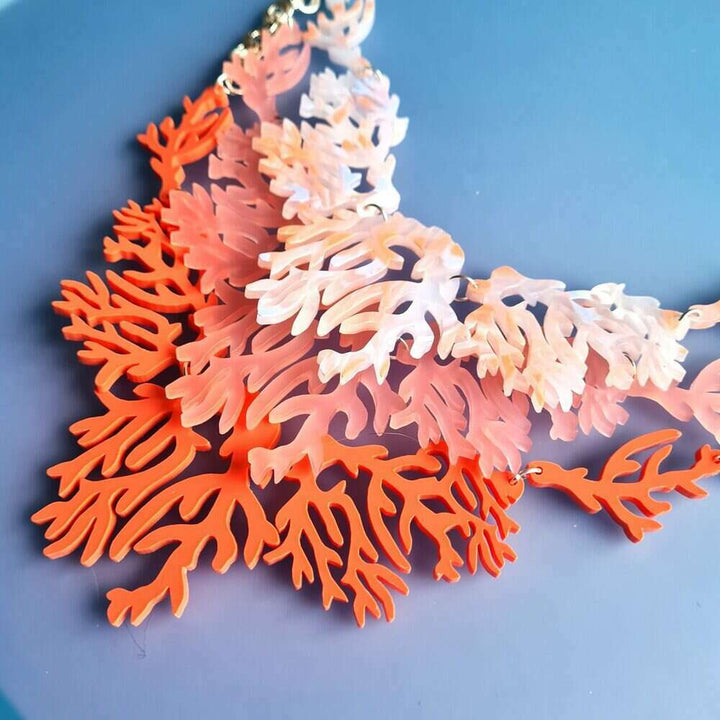 Seaweed Statement Necklace - Coral Sunset by Cherryloco Jewellery 2