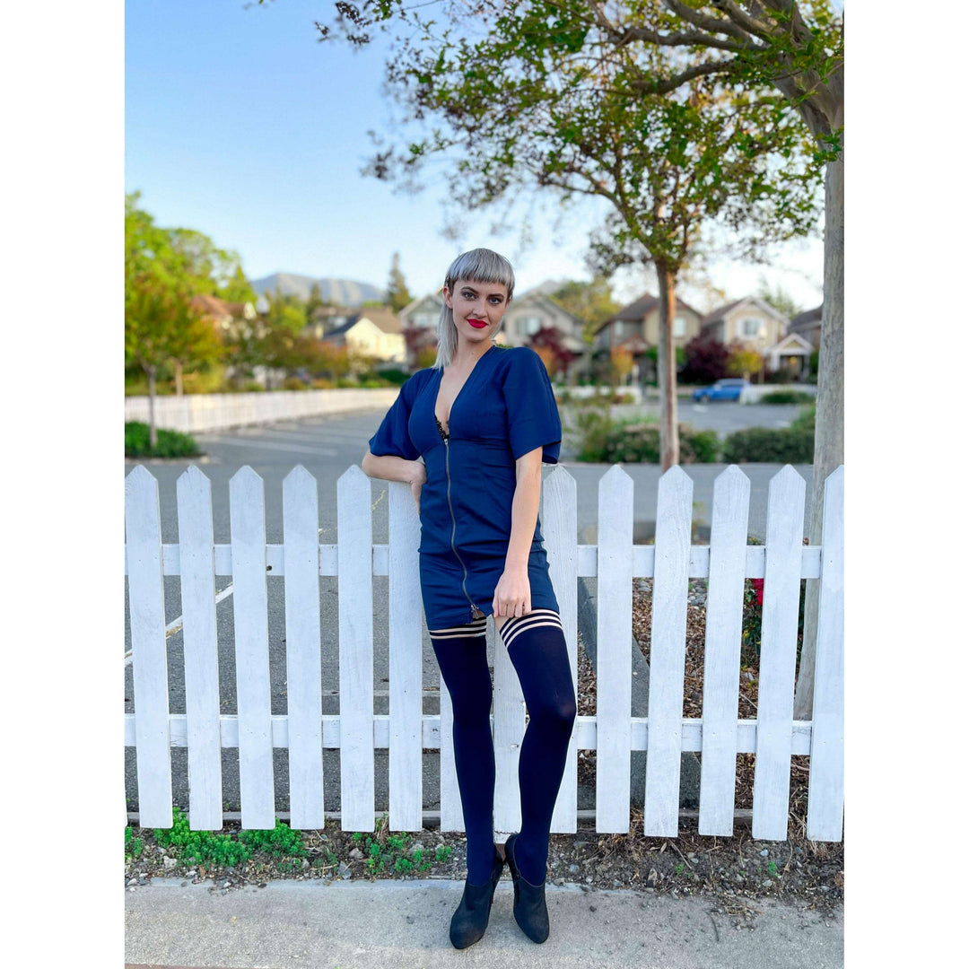 Selma: Navy, An Understated Elegance. Petite to Plus Size Thigh Highs
