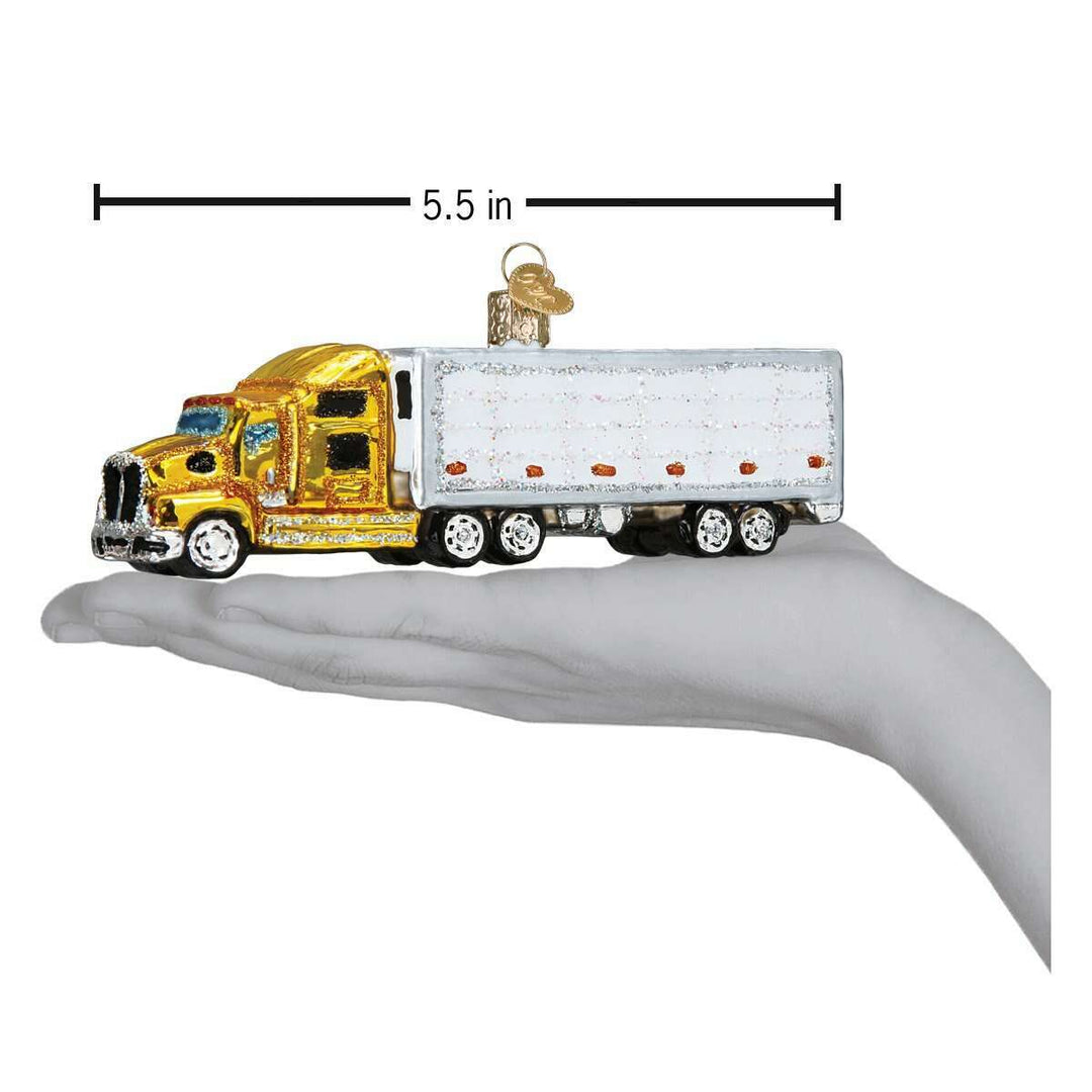 Old World Christmas Semi Truck Blown Glass Ornament