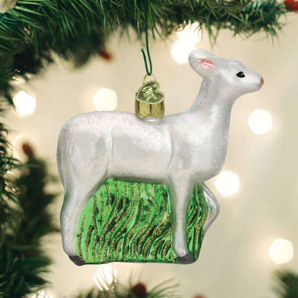 Old World Christmas Seneca White Deer Blown Glass Ornament