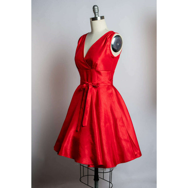 Serena Swing Dress - Shantung, Red