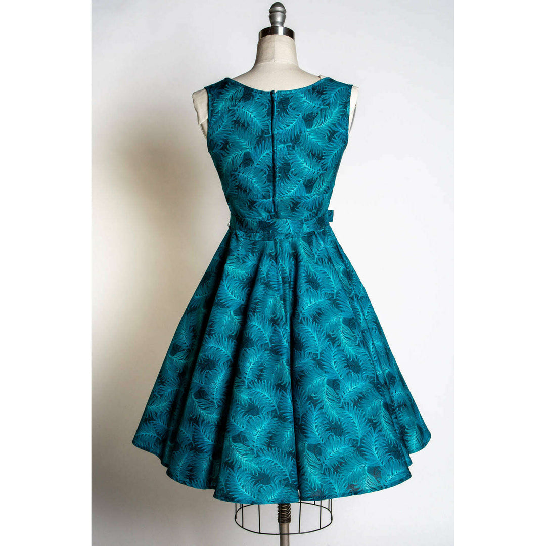 Serena Swing Dress- Teal Ferns