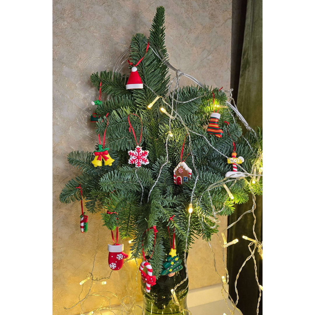 Set of 12 Small Christmas Gingerbread Ornaments. Wizardi Festive Decoration F07-N2-1-W2598