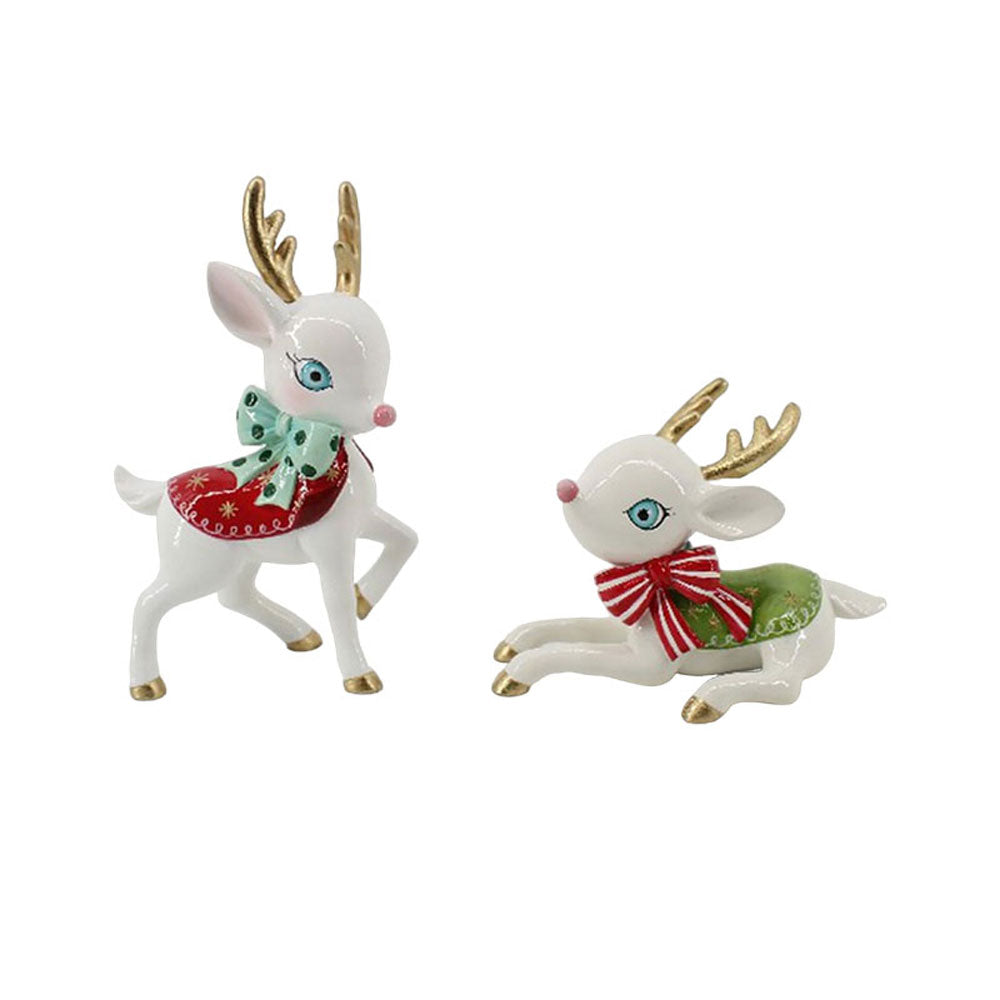 Set of 2 Vintage-Inspired Ceramic Deer by December Diamonds