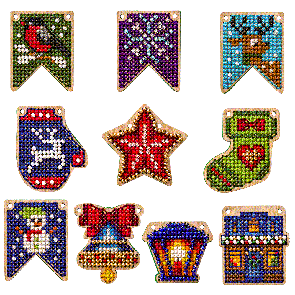 Set of blanks for embroidery on wood FLSW-009