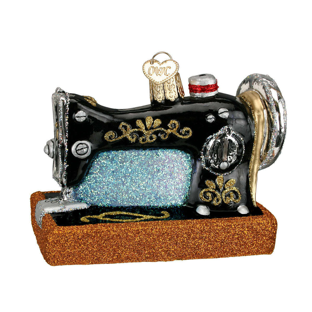 Old World Christmas Sewing Machine Blown Glass Ornament