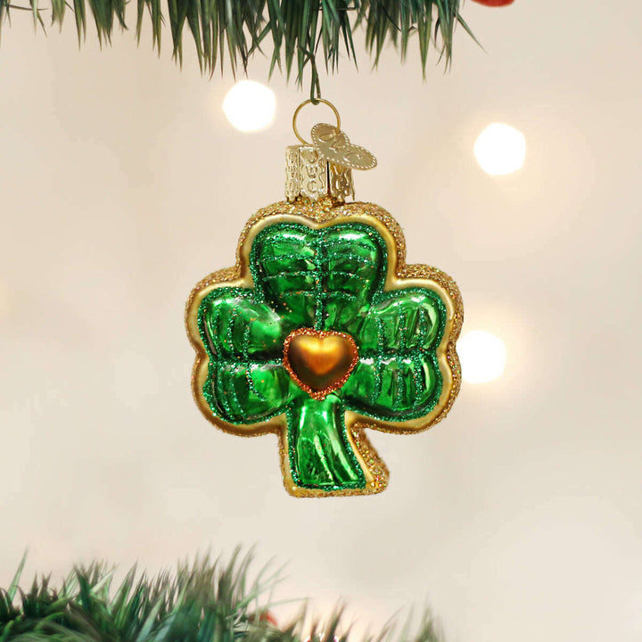 Old World Christmas Shamrock Blown Glass Ornament
