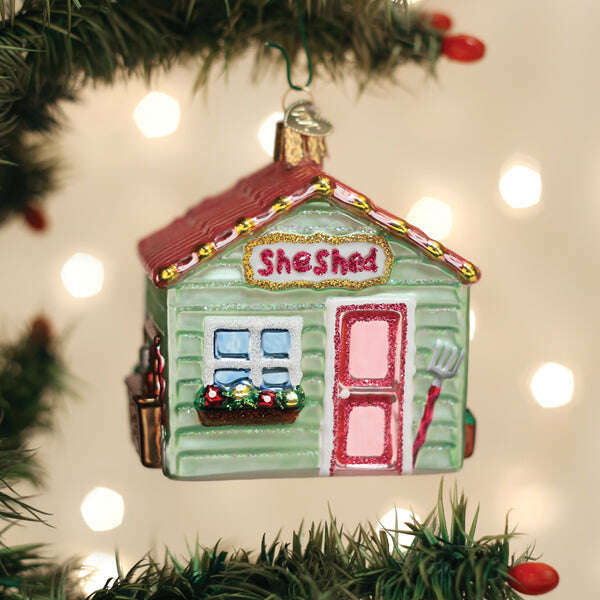 Old World Christmas She Shed Blown Glass Ornament