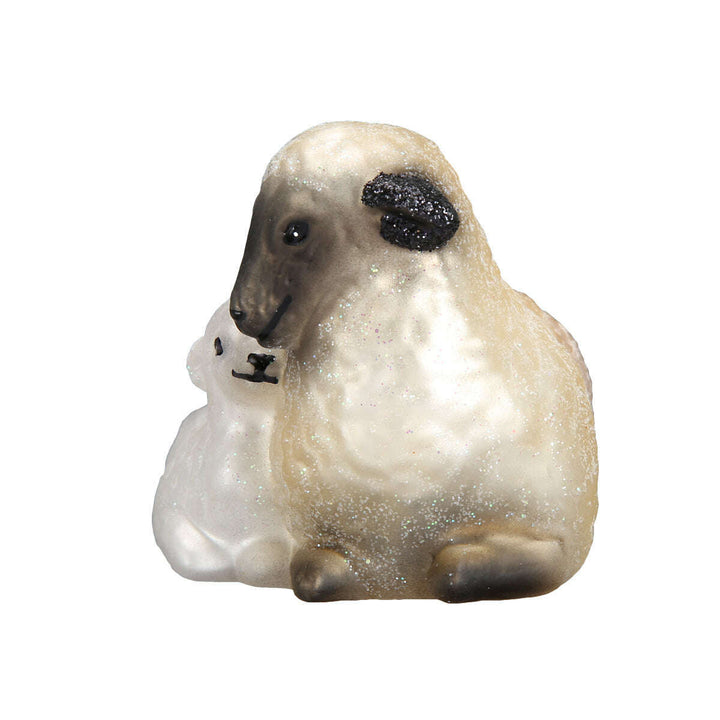 Old World Christmas Sheep With Lamb Blown Glass Ornament