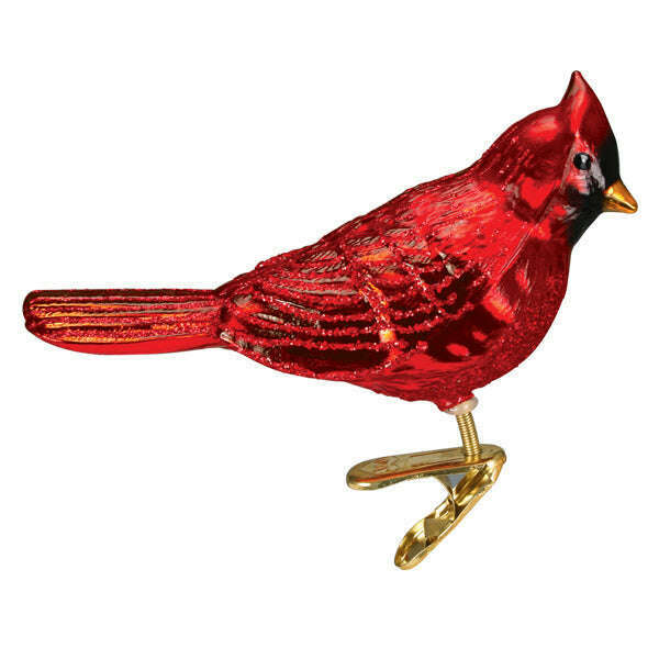 Old World Christmas Shiny Red Northern Cardinal Blown Glass Ornament