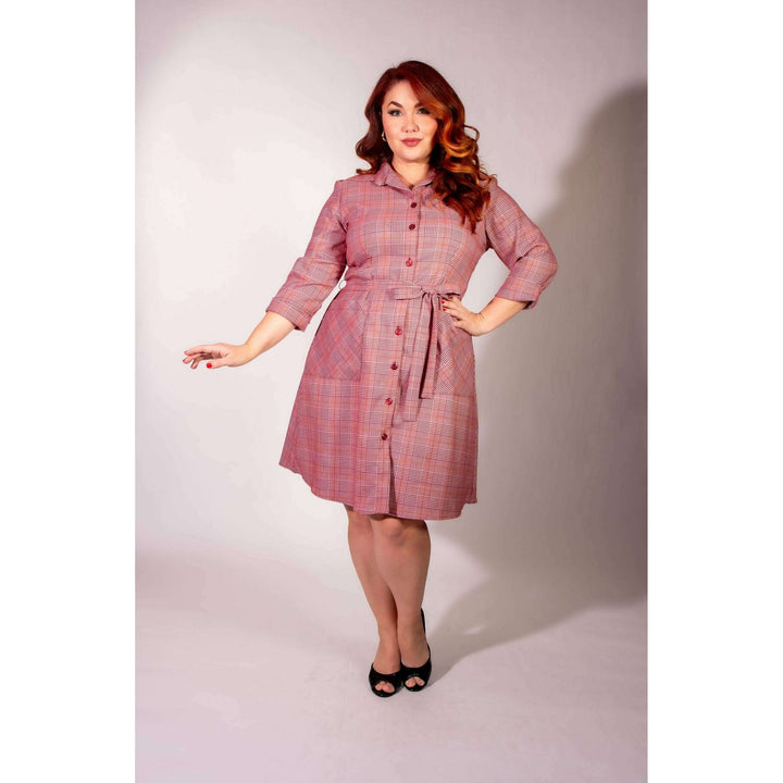 Shirt Dress - Burgundy Plaid