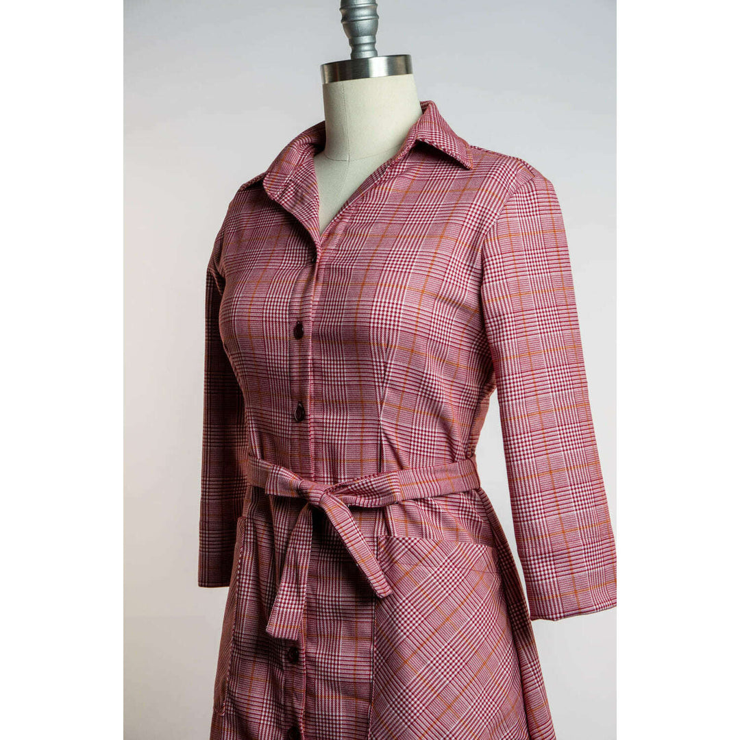 Shirt Dress - Burgundy Plaid