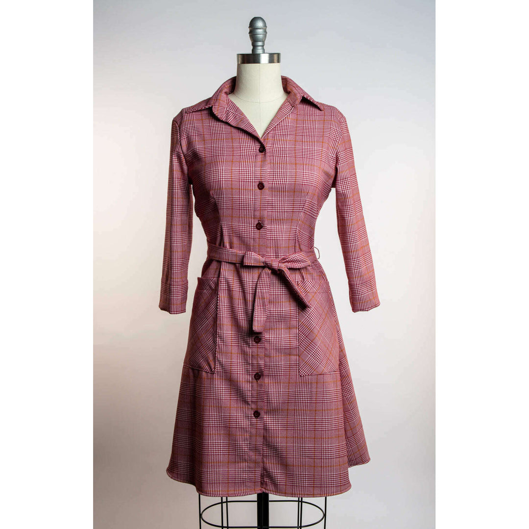Shirt Dress - Burgundy Plaid