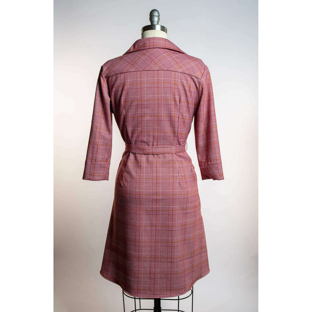 Shirt Dress - Burgundy Plaid