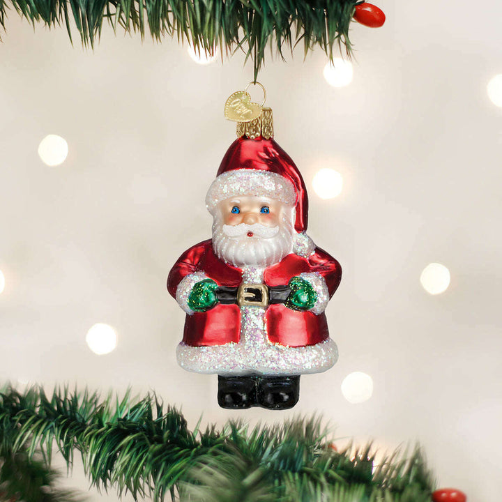 Old World Christmas Short Stuff Santa Blown Glass Ornament