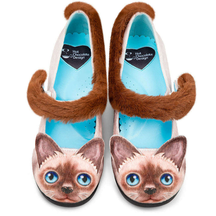 Siamese Cat Women's Mary Jane Mid Heels