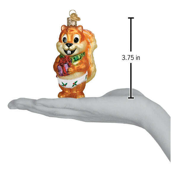 Old World Christmas Silly Christmas Squirrel Blown Glass Ornament