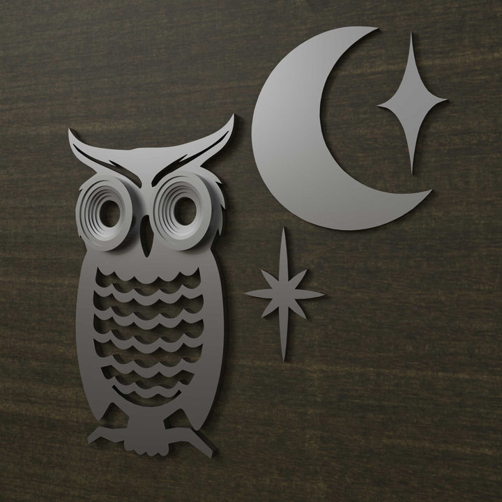 Midcentury Modern Owl Moon Stars Wall Decor