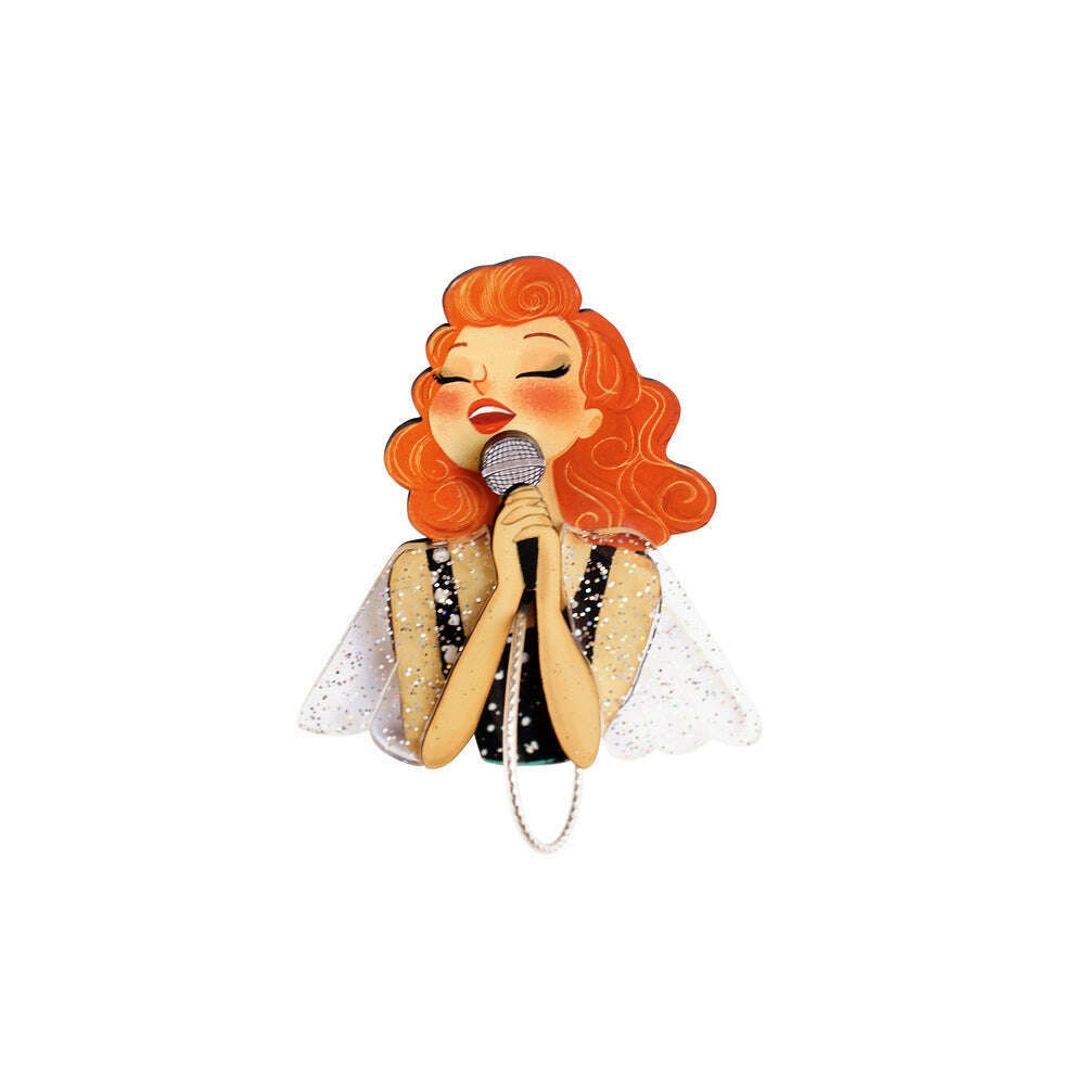 Singer with Microphone Brooch by Laliblue 