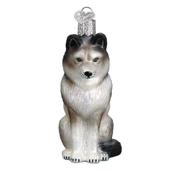 Old World Christmas Sitting Wolf Blown Glass Ornament