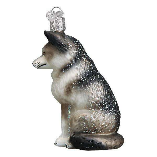 Old World Christmas Sitting Wolf Blown Glass Ornament